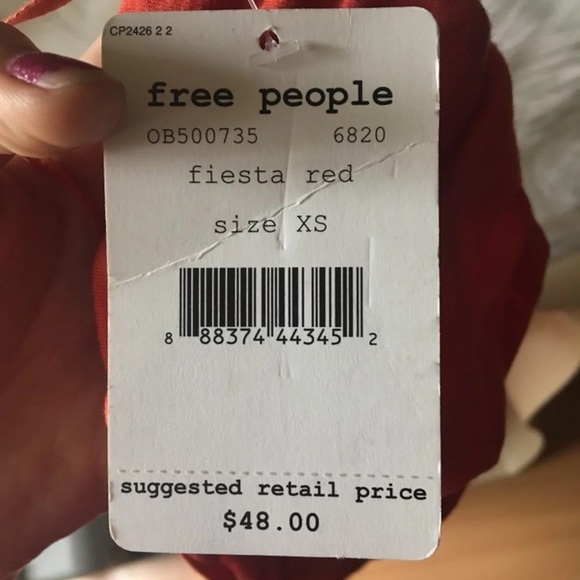 Free People Fiesta Red NWT XS Strapless Top - Picture 5 of 5